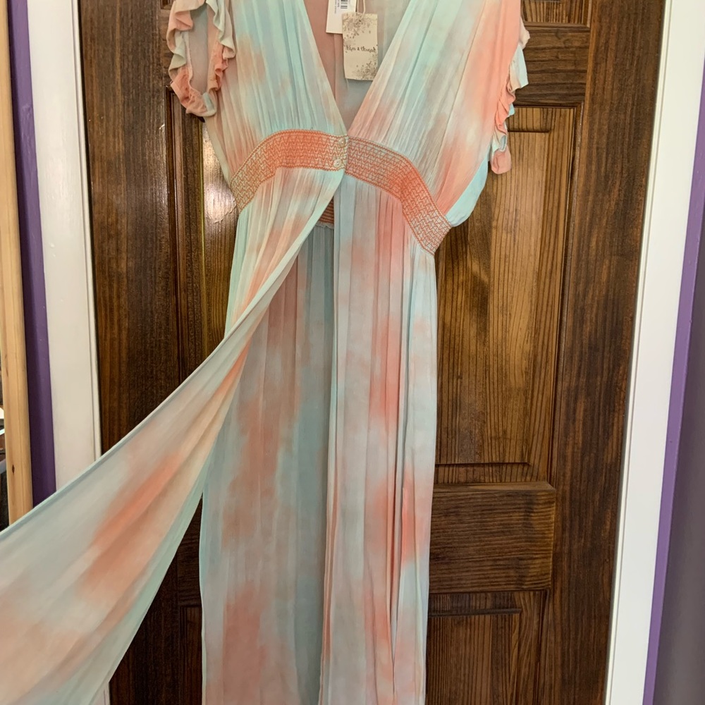 Women’s Tie Dye Kimono | Hem & Thread | Medium | Short-sleeved Summer Duster